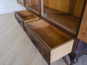 Bookcase, 2 doors, 2 drawers, mahogany color European work comes from Germany.