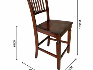 Wooden chair, brown dining chair, beautiful design, slightly curved backrest.