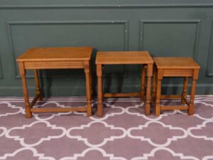 Side table set, golden oak color European work comes from Germany.