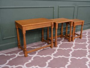 Side table set, golden oak color European work comes from Germany.