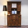 Wooden storage cabinet with shelves, glass top, European made from Germany.