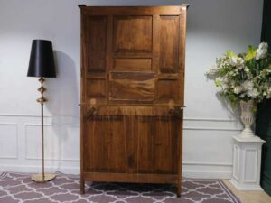Wooden storage cabinet with shelves, glass top, European made from Germany.