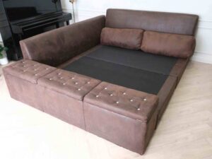 Bed made from leather pattern fabric, size 6 feet