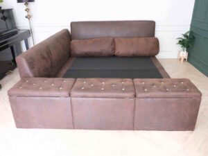 Bed made from leather pattern fabric, size 6 feet