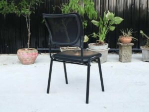 leather cushion chair Mesh backrest, black