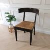 Wooden chair, curved backrest, cream leather seat, European workmanship from Germany.