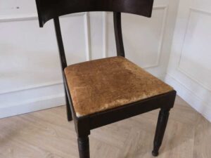 Wooden chair, curved backrest, cream leather seat, European workmanship from Germany.