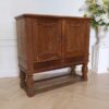 Sideboard, 2 doors, open, walnut wood color, European workmanship, sourced from Germany.