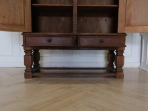 Sideboard, 2 doors, open, walnut wood color, European workmanship, sourced from Germany.