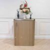 Wooden cabinet, 1 door, square shape Modern, luxury style, brown with gold stainless steel edges.