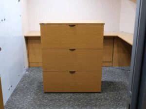 Wooden filing cabinet, 3 drawers, hanging file type, brown