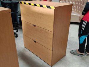 Wooden filing cabinet, 3 drawers, hanging file type, brown