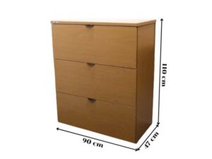 Wooden filing cabinet, 3 drawers, hanging file type, brown