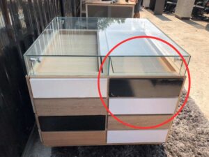 Jewelry cabinet, glass cabinet to display products Bakery glass cabinet Drawer style glass door