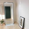 Beauty salon mirror, floor-standing, with LED lights, on-off touch system, mirror with lights, gold-black LED mirror, white light mirror, beauty salon mirror with power plug, new products.
