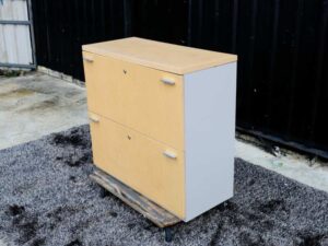 File cabinet, 2 drawers, wooden frame, maple color