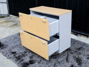 File cabinet, 2 drawers, wooden frame, maple color