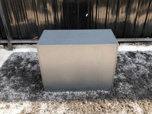 File cabinet, 2 drawers, wooden frame, gray color
