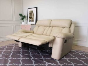 2-seat leather lounge chair, cream color, reclining chair, Recliner sofa