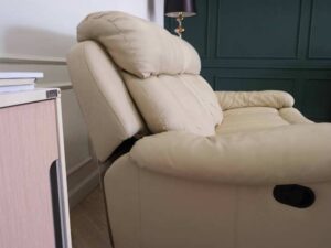 2-seat leather lounge chair, cream color, reclining chair, Recliner sofa
