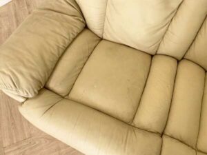 2-seat leather lounge chair, cream color, reclining chair, Recliner sofa