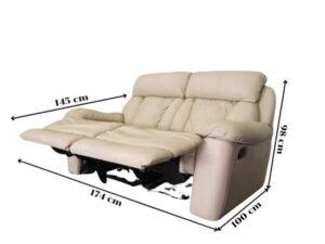 2-seat leather lounge chair, cream color, reclining chair, Recliner sofa