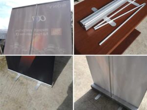 Roll Up - Pull Frame, vinyl sign stand Vinyl floor-standing frame, steel material, gray color, can be disassembled, easy to move, can be disassembled.