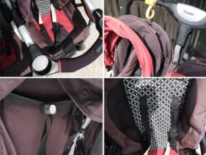 double baby stroller Twin baby stroller with mosquito net, Combi brand, 360 degree wheels