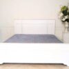Bed with headboard, white wooden frame, with mattress
