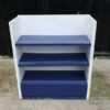 3-tiered wooden product shelf, multi-purpose wooden shelf, white-blue