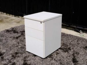 Mobile cabinet, 3 drawers, wooden frame, white