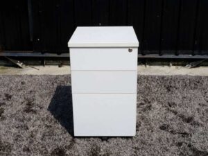 Mobile cabinet, 3 drawers, wooden frame, white