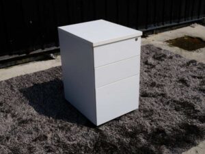 Mobile cabinet, 3 drawers, wooden frame, white