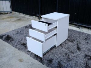 Mobile cabinet, 3 drawers, wooden frame, white