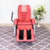 Massage chair, reclining, electric system, red leather seats, Makoto brand.