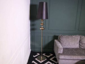 Floor lamp, black lamp, golden steel frame. Room decoration lamp, beautiful design