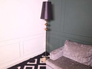 Floor lamp, black lamp, golden steel frame. Room decoration lamp, beautiful design