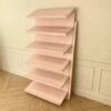6-shelf bookshelf, wooden frame, pink