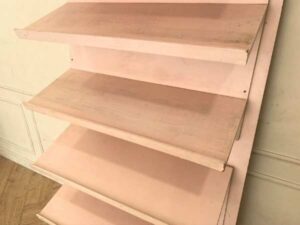6-shelf bookshelf, wooden frame, pink