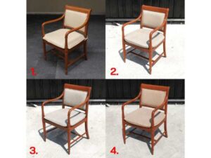 Teak frame chair, fabric cushion No.1 - No.4