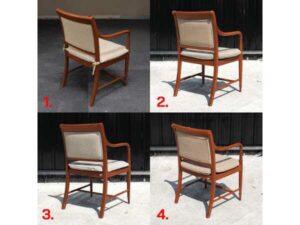 Teak frame chair, fabric cushion No.1 - No.4