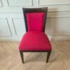 Wooden Dining Chair with Red Upholstered Seat and Backrest, Elegant Frame