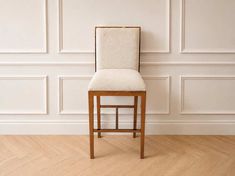 Bar chair, stainless steel legs, PinkGold color. Bar chair, Modern Luxury Style.