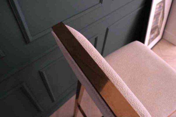 Bar chair, stainless steel legs, PinkGold color. Bar chair, Modern Luxury Style.