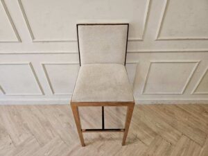 Bar chair, stainless steel legs, PinkGold color. Bar chair, Modern Luxury Style.