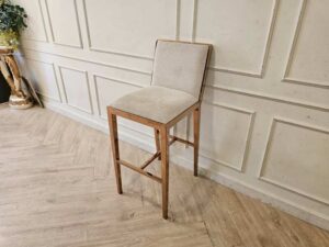 Bar chair, stainless steel legs, PinkGold color. Bar chair, Modern Luxury Style.