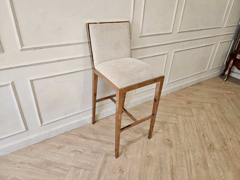 Bar chair, stainless steel legs, PinkGold color. Bar chair, Modern Luxury Style.