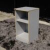 Document shelf, wooden frame, gray color