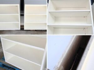 Set of large wooden product shelves, 2 sides, 3 compartments on each side / 3 shelves per compartment (available in white and black)