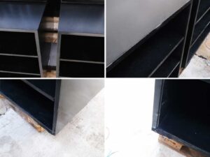 Set of large wooden product shelves, 2 sides, 3 compartments on each side / 3 shelves per compartment (available in white and black)